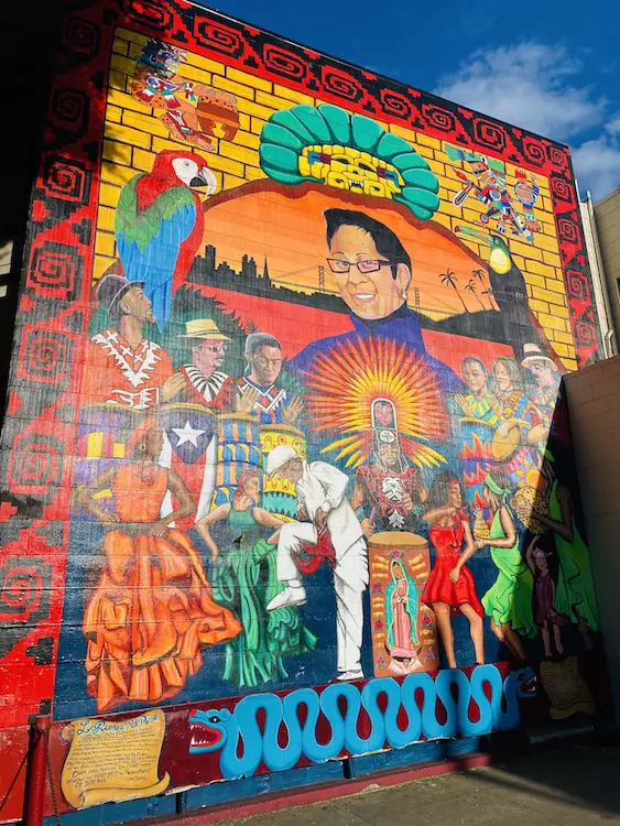 SAN FRANCISCO STREET ART WALKING TOUR: MISSION MURALS: La Rumba No Para: The Chata Gutierrez Mural