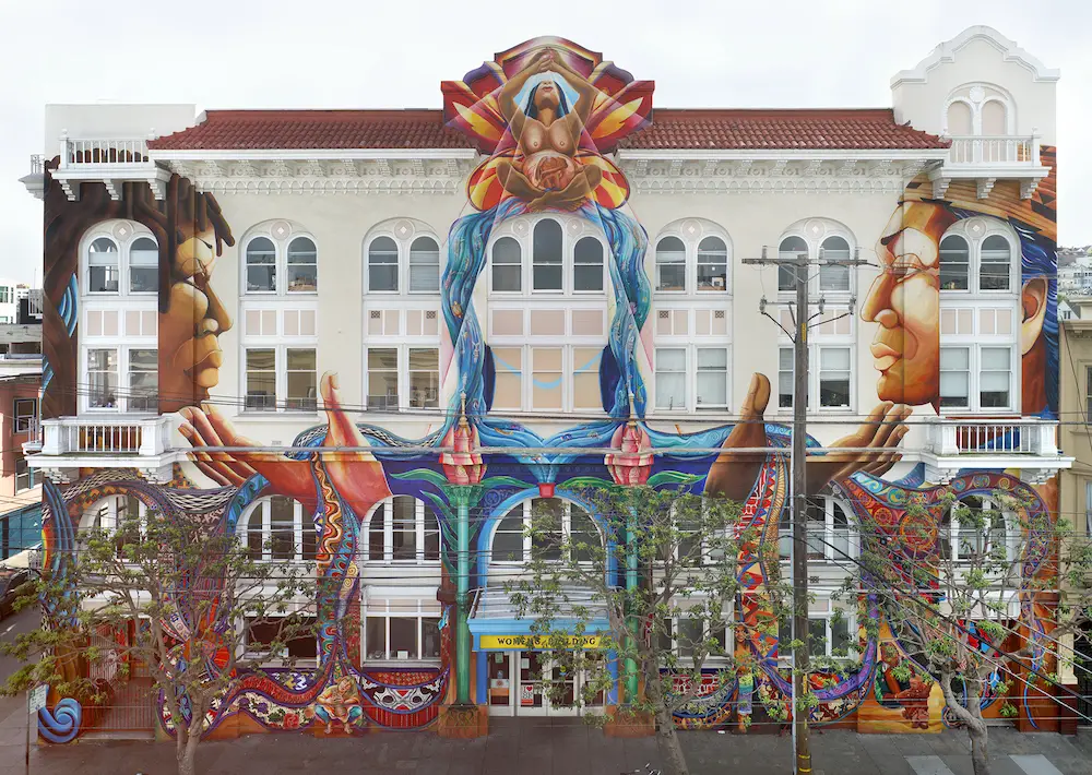 MAESTRAPEACE, murals on The San Francisco Women's Building, 18th and Valencia Streets, Juana Alicia, Edythe Boone, Miranda Bergman, Susan Cervantes, Meera Desai, Yvonne Littleton and Irene Perez, © 1994, 2000, 2010. 