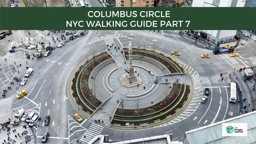 View of the Columbus Circle monument and surrounding buildings