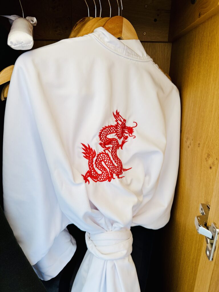 Bathrobe at Hotel 50 Bowery with Dragon Design