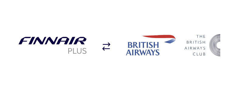 Flowchart showing the Avios Points Relay: Transferring points from Qatar Airways or Iberia Plus to British Airways, then to Finnair Plus."
